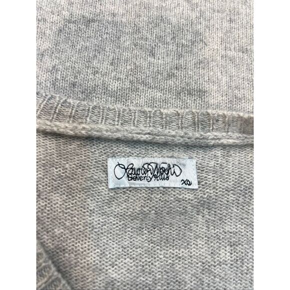 Lauren Moshi Beverly Hills Women's V-neck Cashmere Lips Pullover Sweater Gray XS - Picture 4 of 6